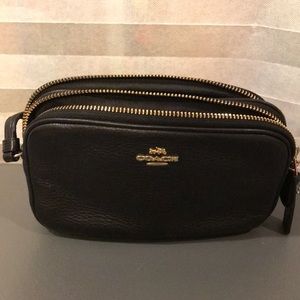 Coach leather two pocket shoulder bag